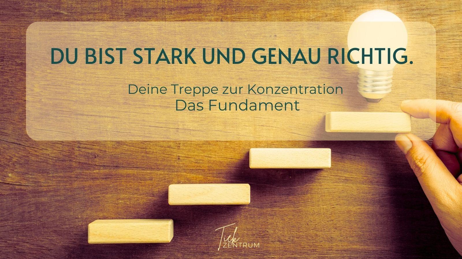 Beitragsbild zum Fundament der Treppe zur Konzentration: Symbolische Treppe mit Glühbirne als Motiv für Erdung, Bodenanker und die innere Botschaft „Du bist stark“