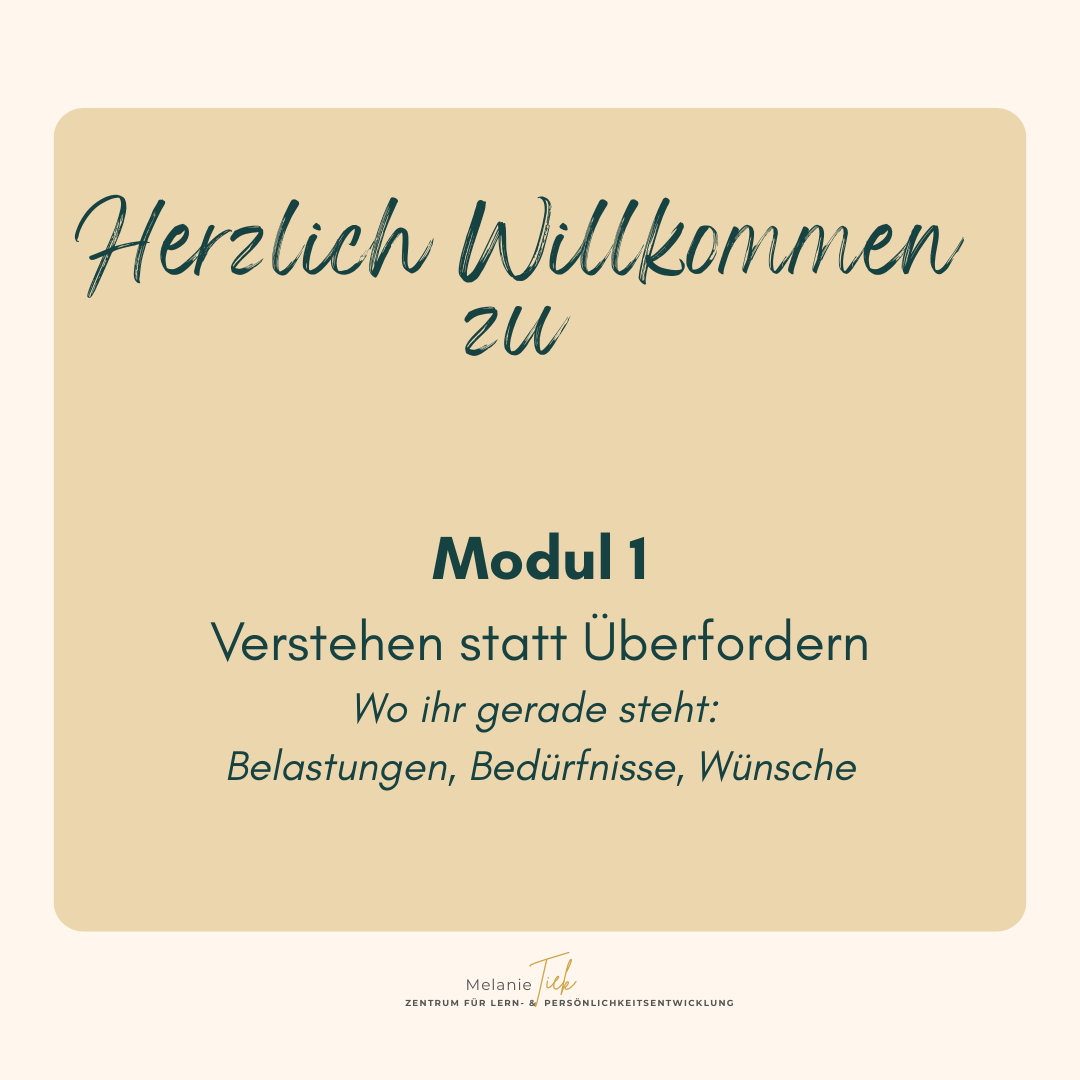 Bild zur Begrüßung im Modul 1 des Online-Workshops "Stress-runter - jetzt" für Eltern von Kindern mit neurodivergenten Lernwegen