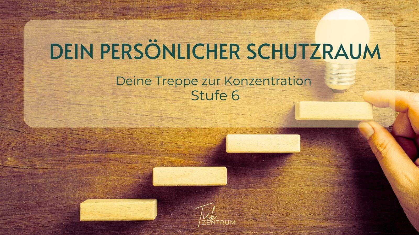 Blog_Treppe_Konzentration_Schutzraum_6 Beitragsbild zu Stufe 6 der Treppe zur Konzentration: Symbolische Treppe mit Glühbirne als Motiv für den persönlichen Schutzraum und mentale Abschirmung