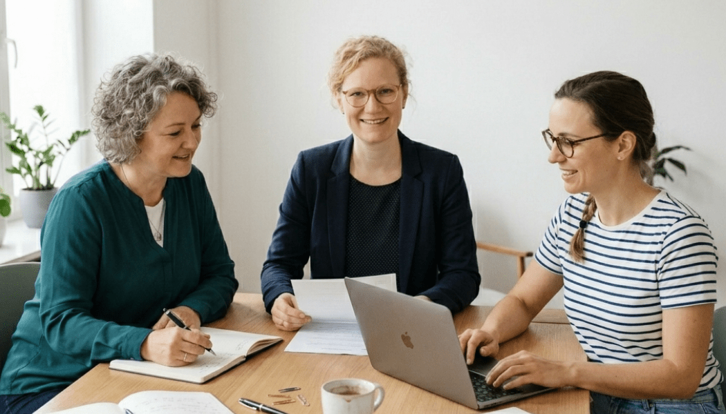 Team des Zentrum Tiek -Melanie, Lerncoach und Traumapädagogin mit Sabrina und Annika
