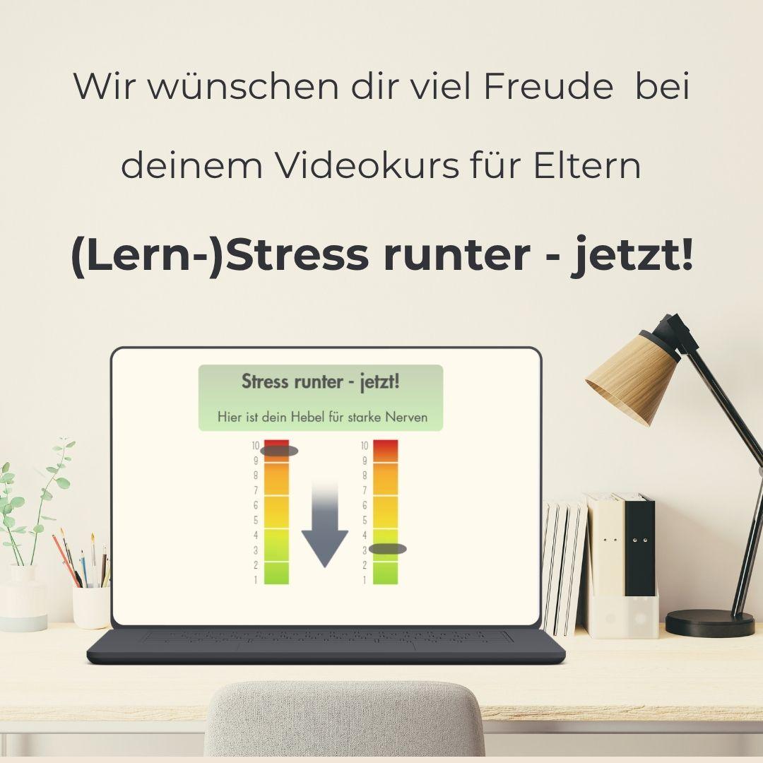 Laptop mit Bildausschnitt aus dem Workshop ‚Stress runter – jetzt‘ sowie der Stressregler-Grafik zur Stress-Regultation für Kinder mit neurodivergenten Lernwegen
