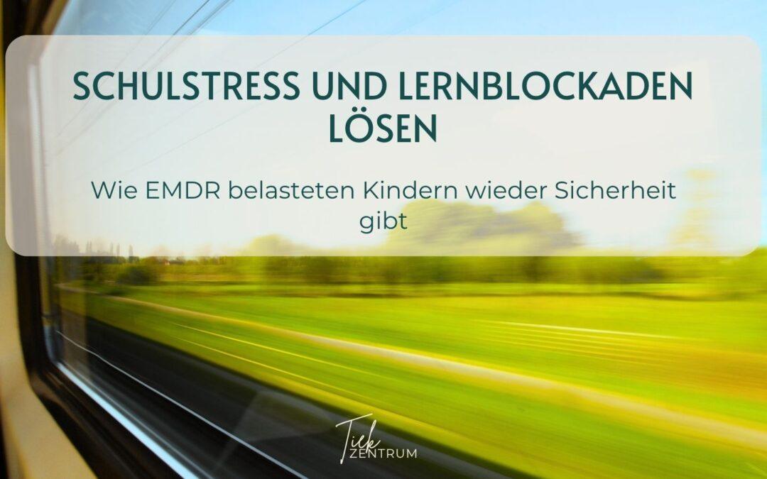 Blick aus einem fahrenden Zugfenster auf eine vorbeiziehende Landschaft als Symbol für EMDR bei Schulstress und Lernblockaden